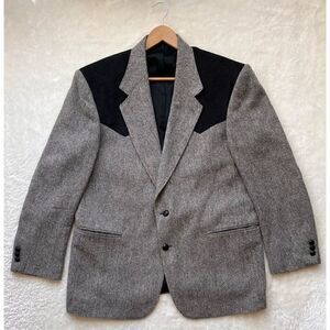 VINTAGE High Noon 100% Wool Jacket with Suede Detailing